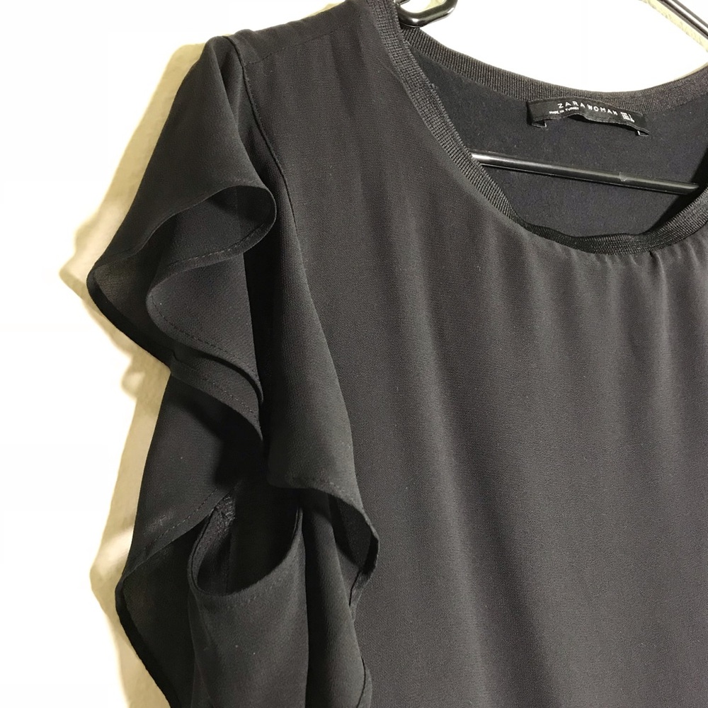 [Zara] Ribbed Neck Top w/ Contrasts - Picture 4 of 6